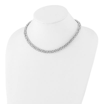 Sterlingsilber Rhodiniert 8.25mm Byzantiner Glieder 17 Zoll Halskette
