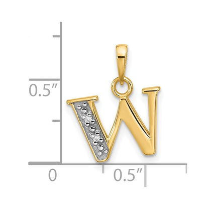 14K Gelbgold mit Rhodium Diamant-Buchstaben-Anhänger „W” Initial