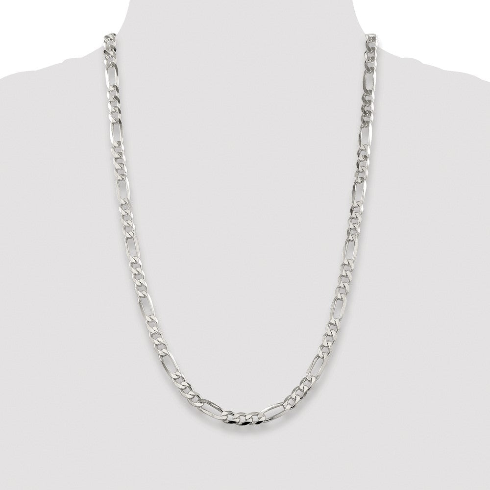 Sterlingsilber Rhodiniert 6.75mm Pavé‚ Flach Figaro Halskette