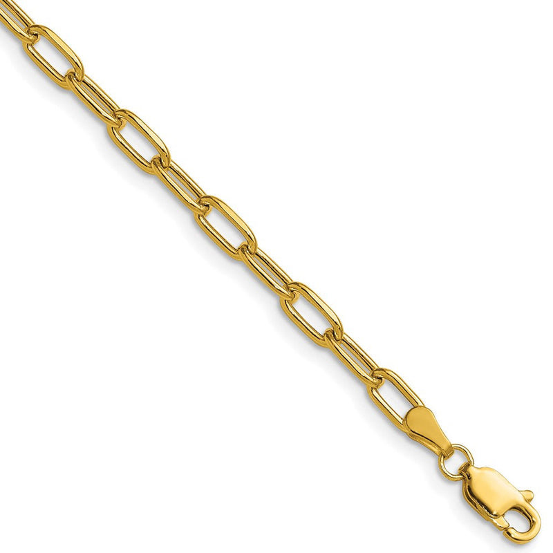 14K Gelbgold 3.7mm Halbmassiv Abgeschrägt Büroklammer Halskette
