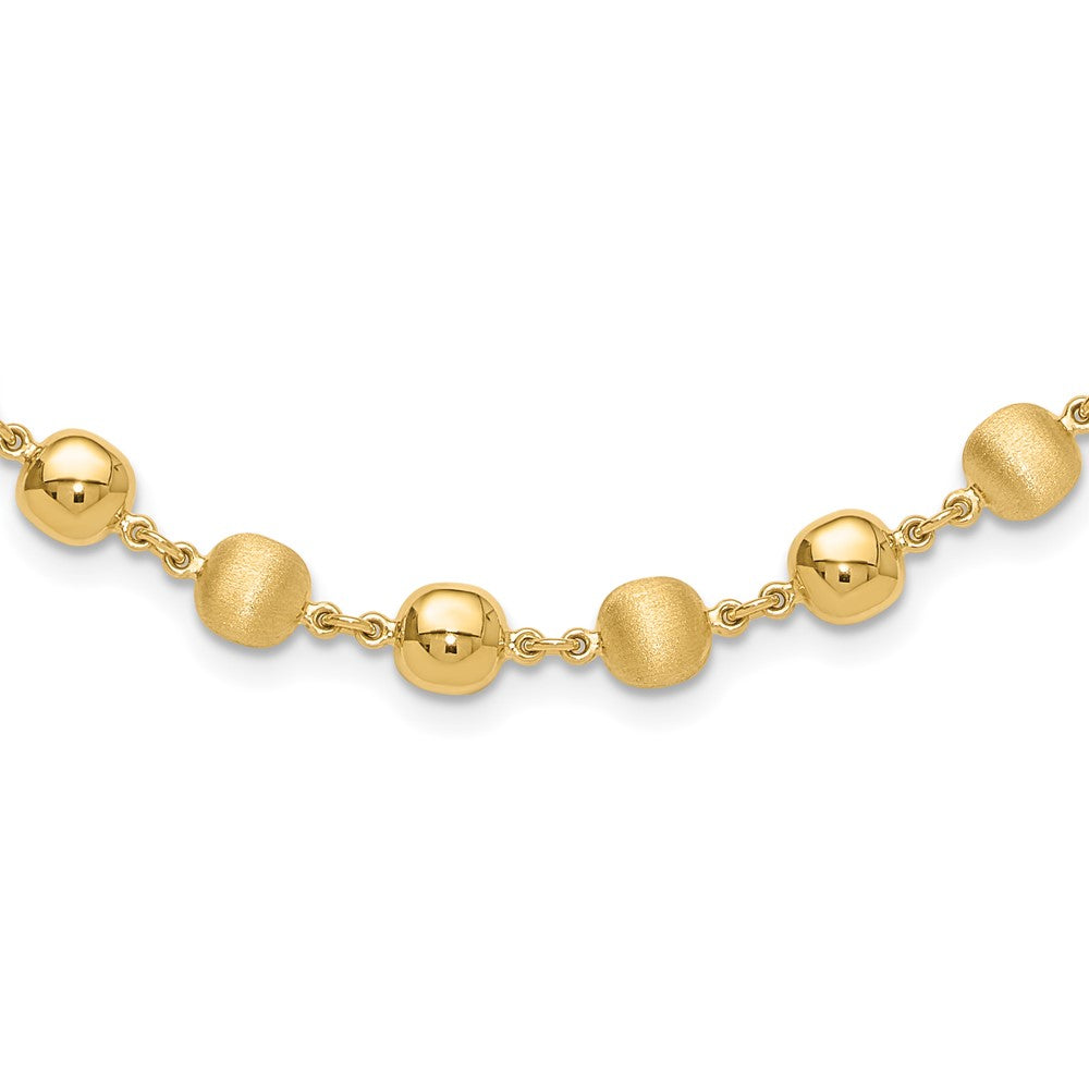 14K Gelbgold Poliert und Satiniert 5.5mm Gewölbt Kreise 17.75 Zoll Halskette