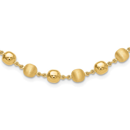 14K Gelbgold Poliert und Satiniert 5.5mm Gewölbt Kreise 17.75 Zoll Halskette