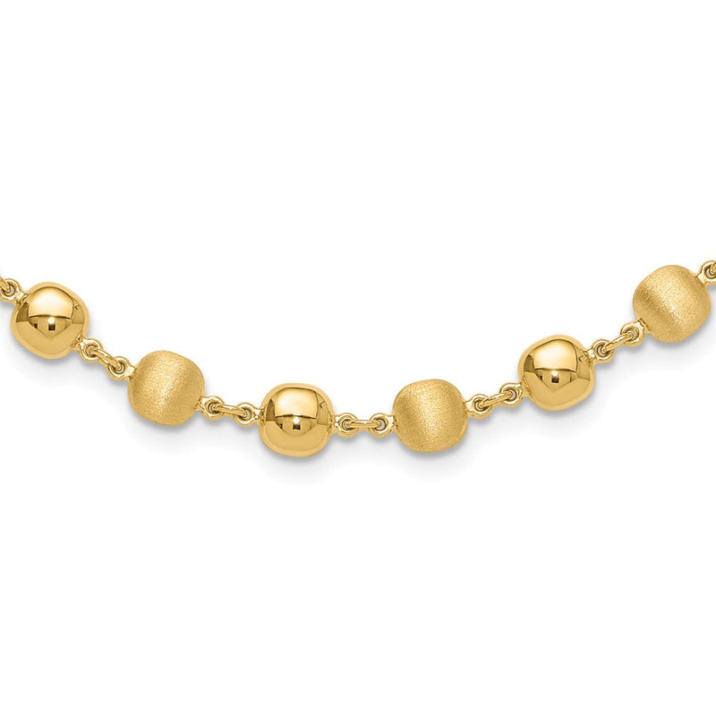 14K Gelbgold Poliert und Satiniert 5.5mm Gewölbt Kreise 17.75 Zoll Halskette