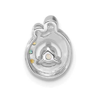 14K Weißgold 3 Echt Geburtsstein und Diamant. Mutter/child Kette Anhänger