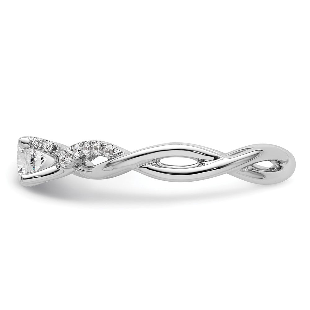 14K Weißgold Criss-Cross Verlobungsring, Semi-Mount, 0,125 ct. Diamant (für 0,25K (4,1 mm) runden Mittelstein)