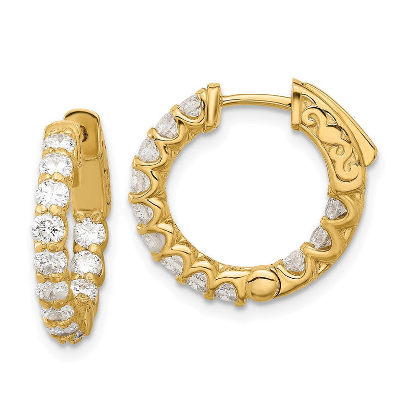 14K Gelbgold 1.41 Karat Diamant In/out Creole mit Sicherheits Verschluss Ohrringe