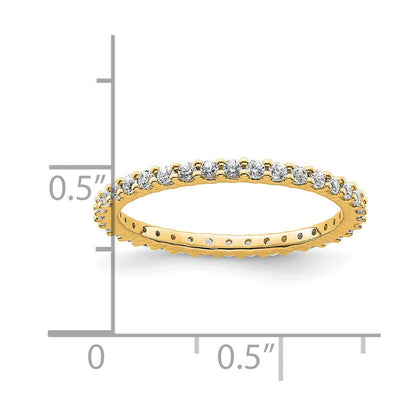 14K Gelbgold Poliert Größe 6.5 Shared Krappen 1/2 Karat Diamant Komplett Memoire Ehering Ring