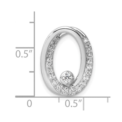 14K Weißgold Poliert 1/3 Karat Diamant Doppelt Oval Kette Anhänger