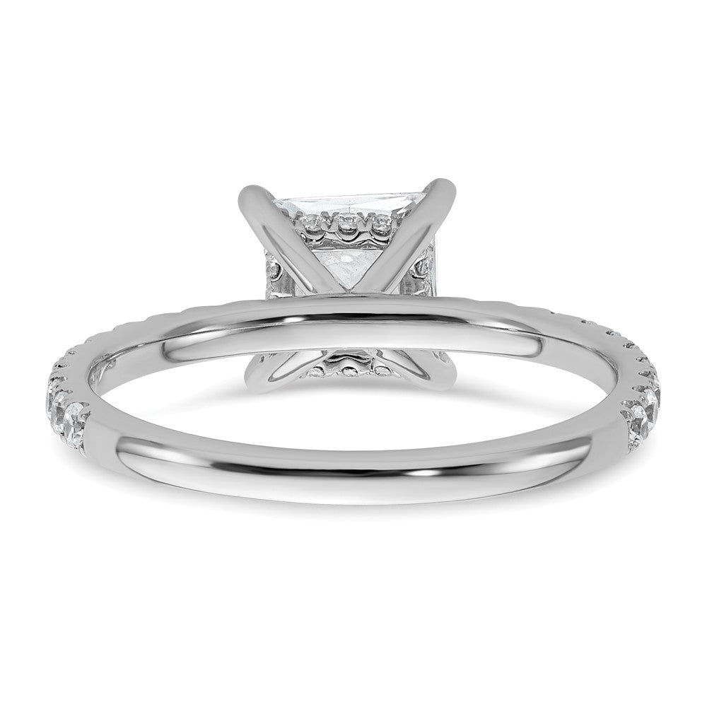 14K Weißgold Verlobungsring mit 2K zertifiziertem im Labor gezüchtetem Diamant VS+ F+ im Princess-Schliff, Solitär komplett mit Flair-Fassung