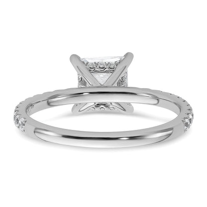 14K Weißgold Verlobungsring mit 2K zertifiziertem im Labor gezüchtetem Diamant VS+ F+ im Princess-Schliff, Solitär komplett mit Flair-Fassung