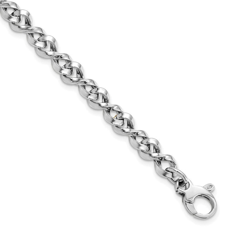 14K Weißgold Poliert Fantasie Gedreht Glieder 7.5 Zoll Armband