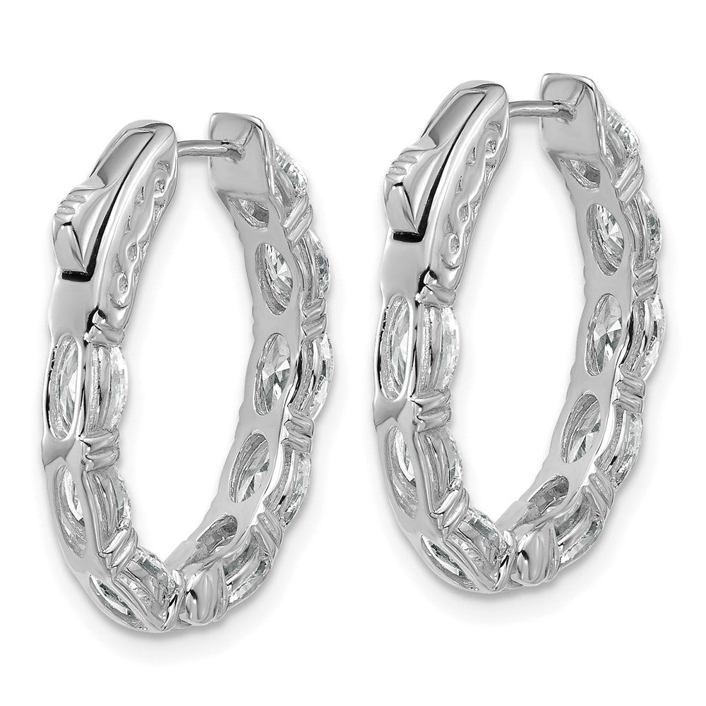 14K Weißgold zertifizierte 5x3 Oval Laborgezüchtete VS/SI FGH Diamant Innen/Außen Creolen