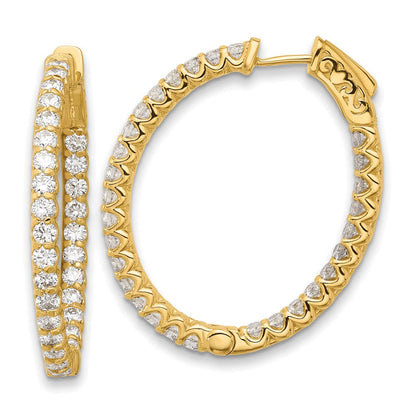 14K Gelbgold 2.9 Karat Diamant In/out Oval Creole mit Sicherheits Verschluss Ohrringe