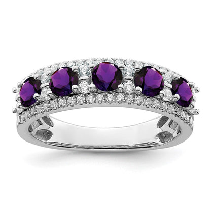 14K Gelbgold Ring mit Amethyst und Diamant, poliert