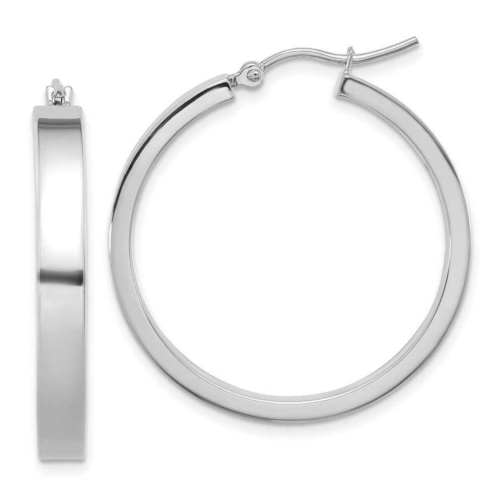 14K Weißgold 4x28mm Poliert Röhre Creolen