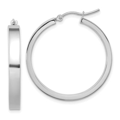 14K Weißgold 4x28mm Poliert Röhre Creolen