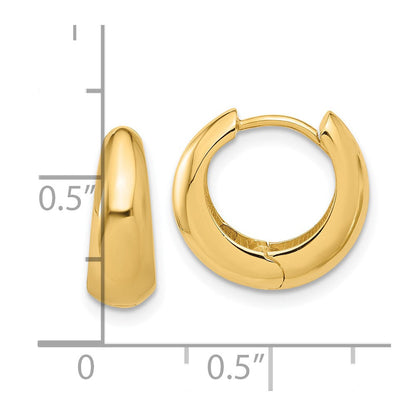 14K Gelbgold Poliert Klappbar Huggie Creolen