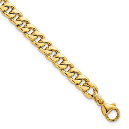 14K Gelbgold Poliert 6.5mm Flach Panzer Gliederarmband Plus Verlängerung
