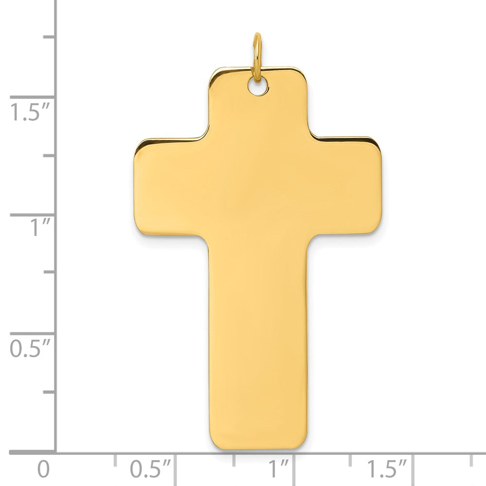 14K Gelbgold Großer Polierter Kreuz-Charm