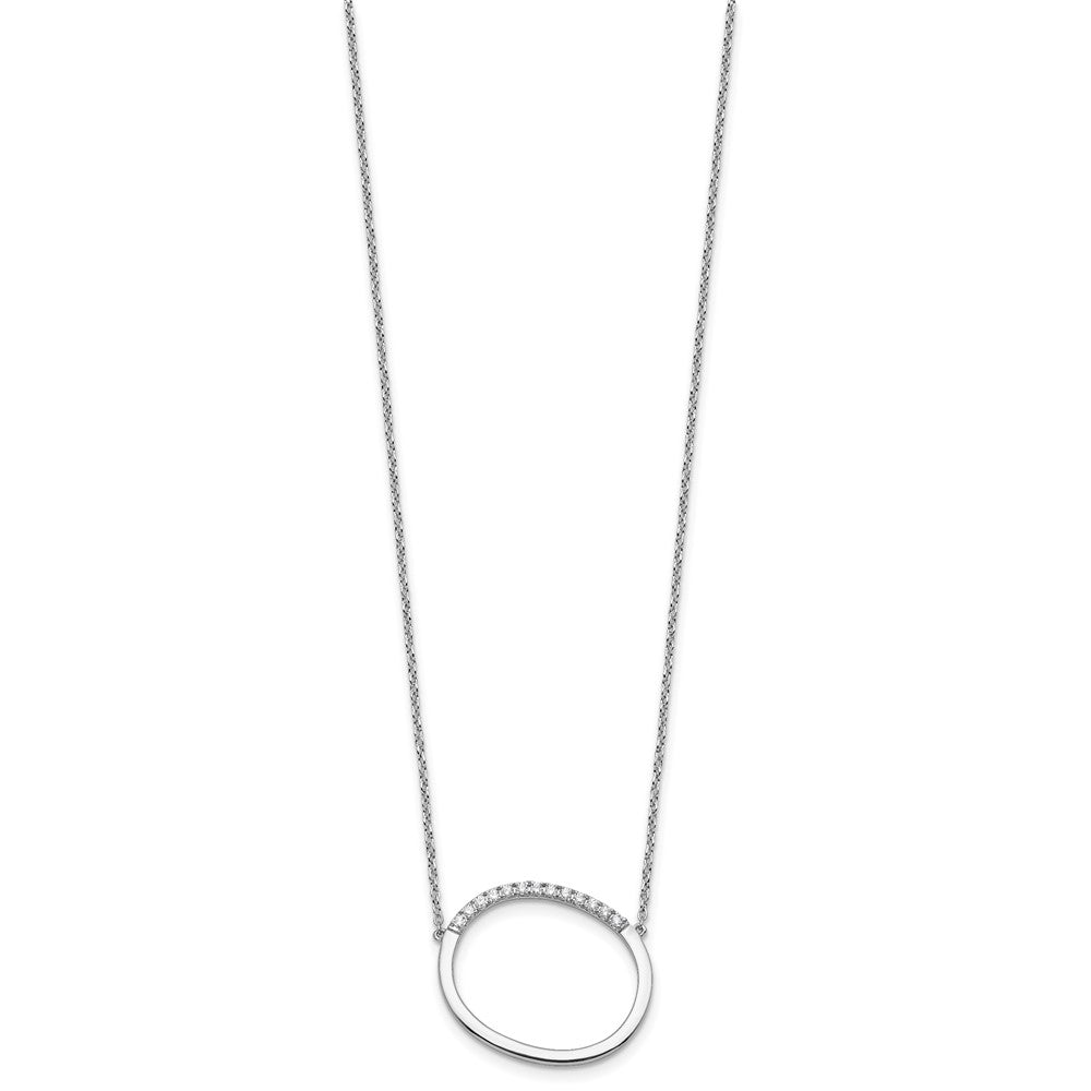 14K Weißgold Seitlich Diamant Initiale O 18 Zoll Halskette