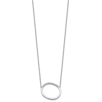 14K Weißgold Seitlich Diamant Initiale O 18 Zoll Halskette