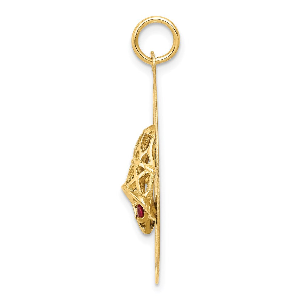 14K Gelbgold Happy Jahrestag Blau und Rot Zirkonia mit Bells 25mm Gravierbar Plättchen Charm