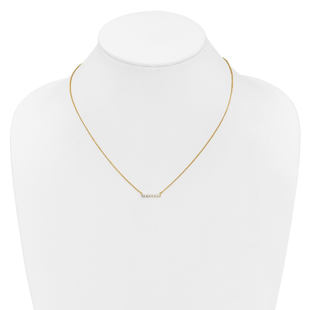 14K Gelbgold Poliert 1/4 Karat Diamant Stab 18 Zoll Halskette