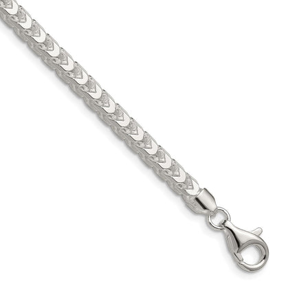 Sterlingsilber 4.7mm Diamantiert Quadratisch Franco 30 Zoll Kette