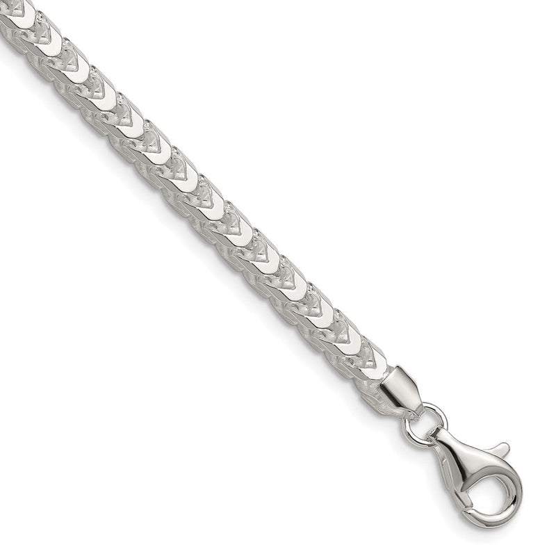 Sterlingsilber 4.7mm Diamantiert Quadratisch Franco 30 Zoll Kette