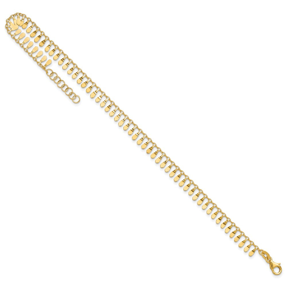14K Gelbgold Poliert Fantasie Dangles Plus Verlängerung Total Kette Fußkettchen