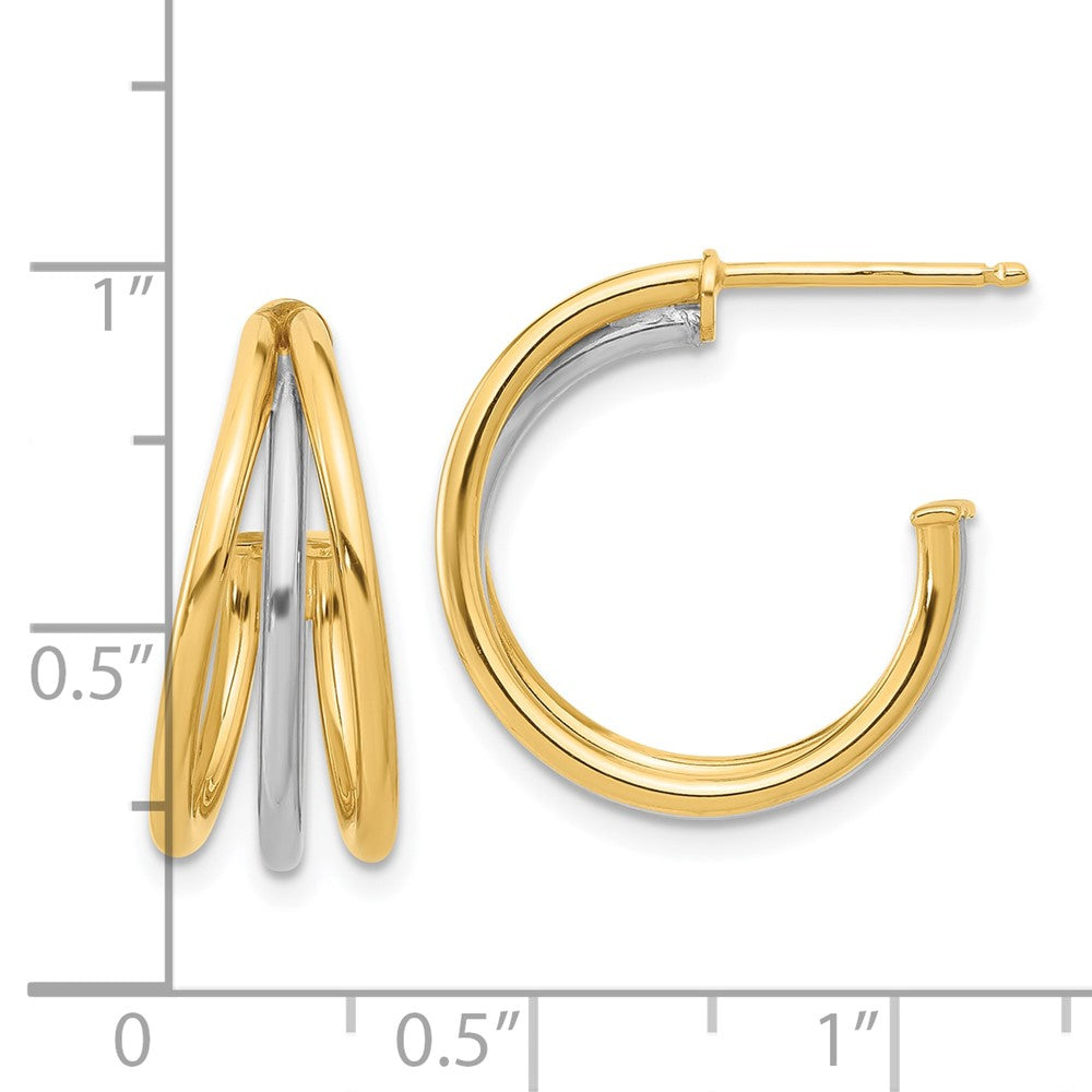 14K Bicolor Gold Bicolor Poliert Multi Reihe Creole Ohrstecker
