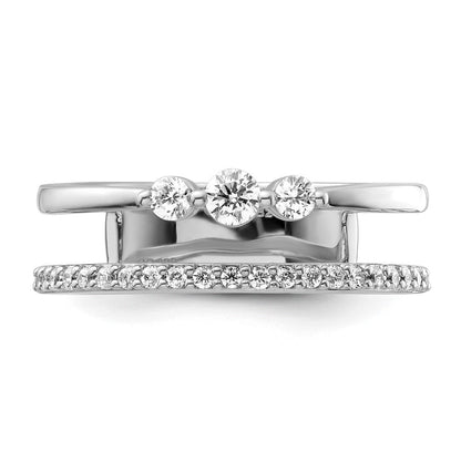 14K Weißgold Polierter Doppel-Diamant-Ehering Fashion-Ring