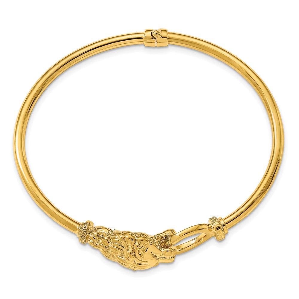14K Gelbgold Poliert Löwe Kopf Klappbar Armreif