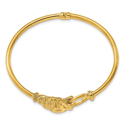14K Gelbgold Poliert Löwe Kopf Klappbar Armreif