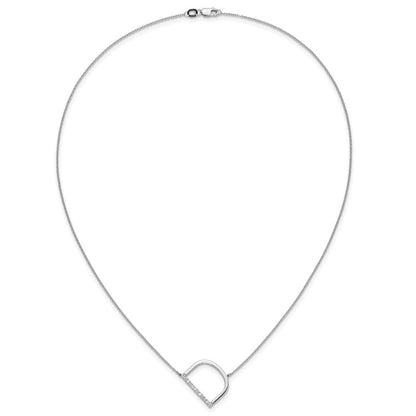14K Weißgold Seitlich Diamant Initiale D 18 Zoll Halskette