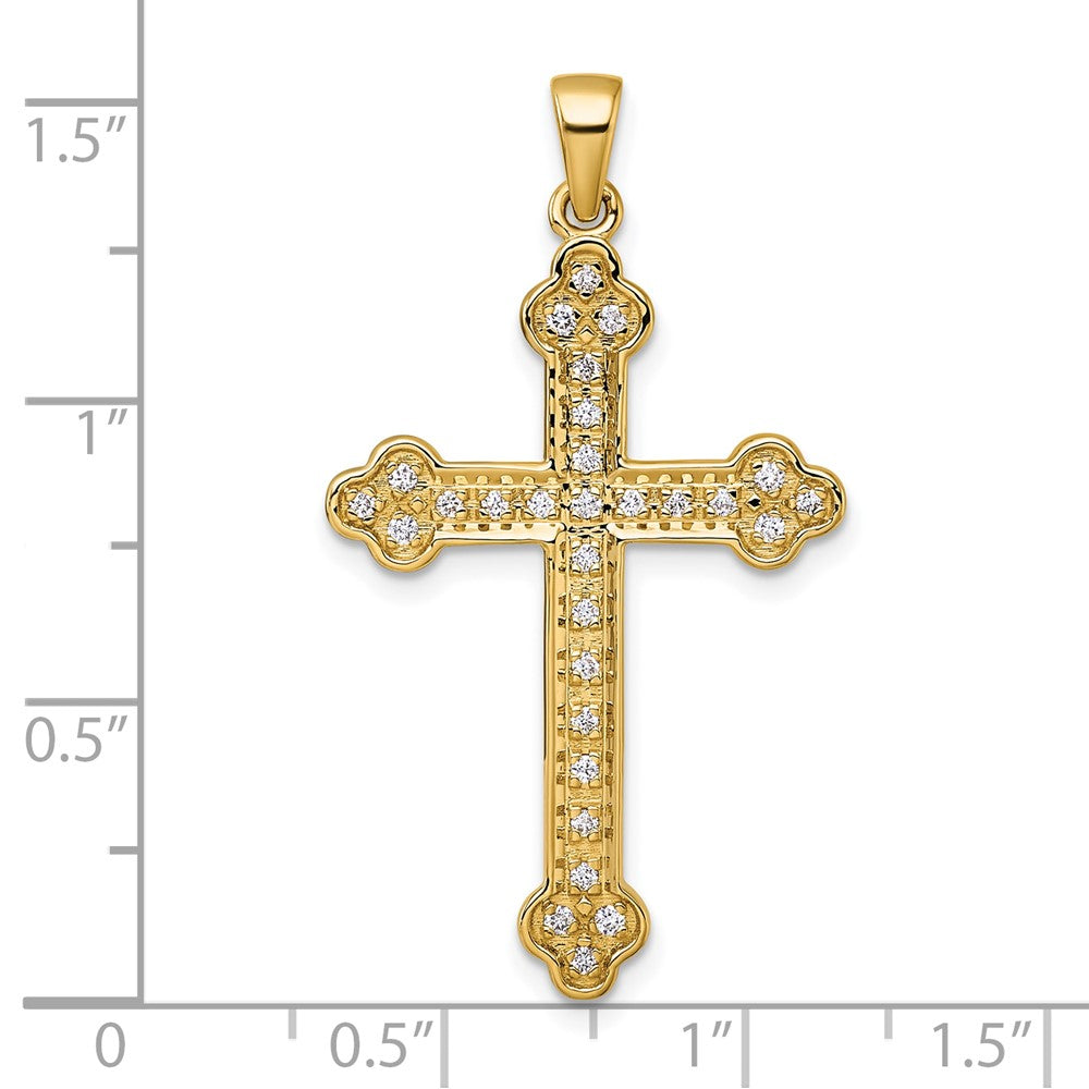 14K Gelbgold Kreuzanhänger mit 0,25 Karat Diamant