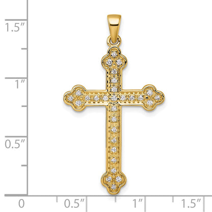 14K Gelbgold Kreuzanhänger mit 0,25 Karat Diamant