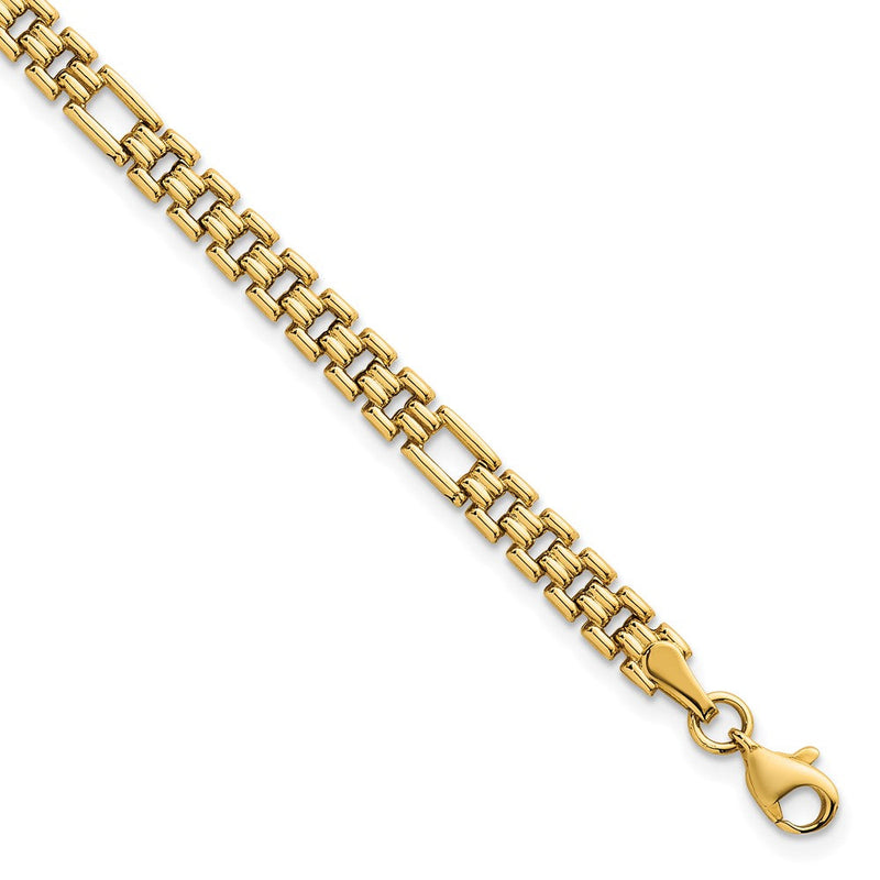 14K Gelbgold Poliert 4.5mm Fantasieglieder 7.5 Zoll Armband