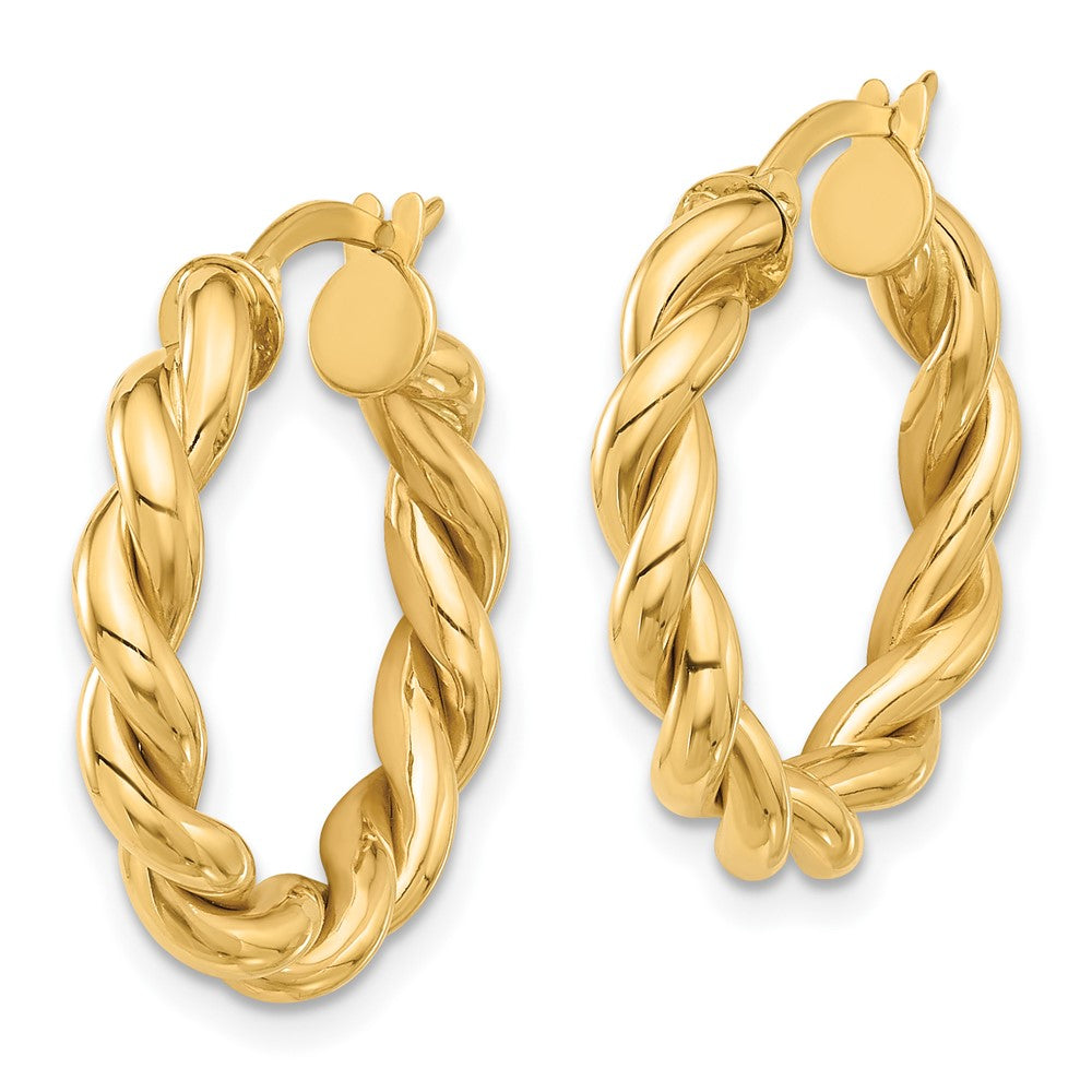 14K Gelbgold Poliert Gedreht Creolen
