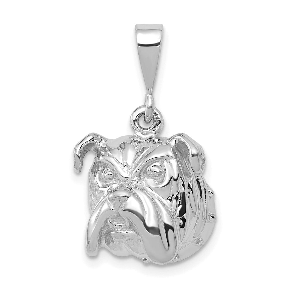 14K Weißgold Bulldogge-Anhänger