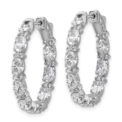 14K Weißgold Creolen mit im Labor gezüchteten Diamanten im Oval- und Rundschliff, "In and Out", 5 ct., VS/SI+ G+