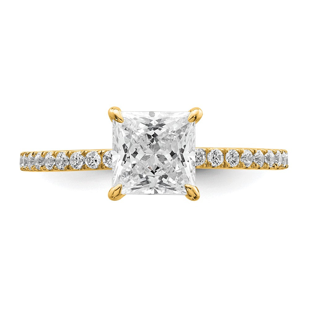14K Gelbgold 1 3/8K Zertifizierter Laborgezüchteter Diamant VS/SI+ G+ Princess Solitär-Verlobungsring mit Flair