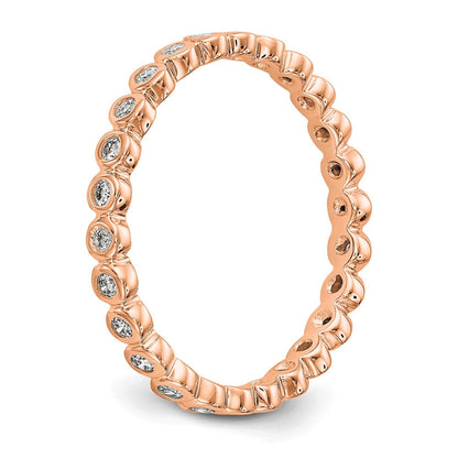 14K Roségold Poliert 1/3ct Zargenfassung Set Diamant Memoire Ehering Ring