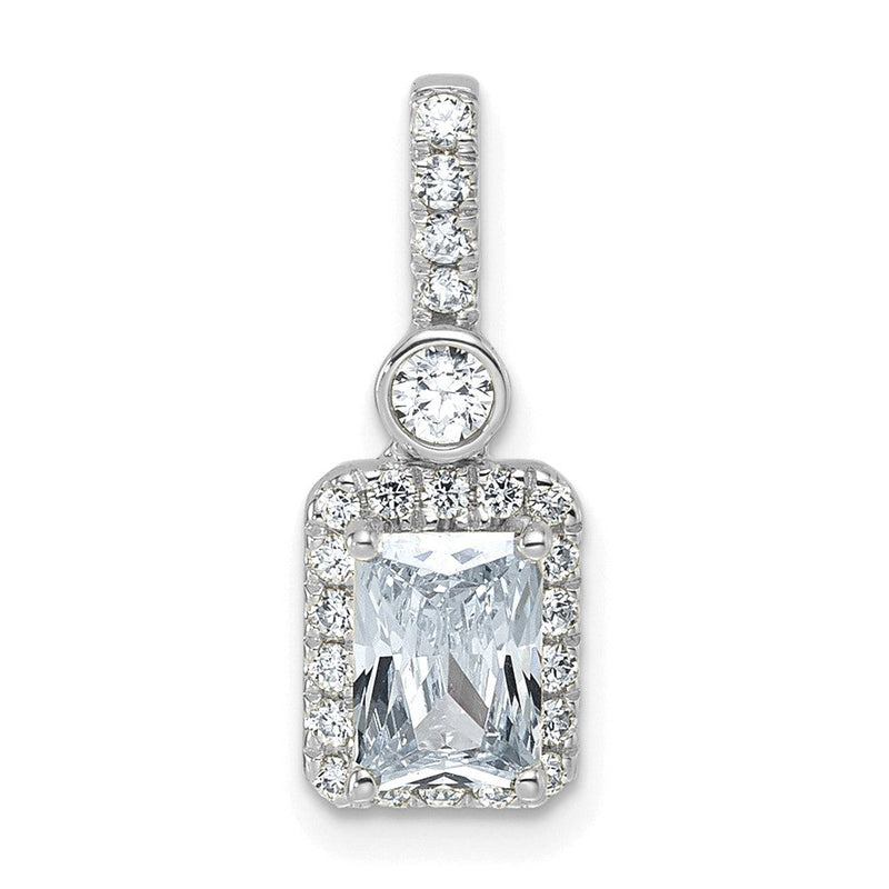 14K Weißgold Anhänger mit 1 ct. laborgezüchtetem Diamanten im Radiant-Schliff, VS/SI+ G+, mit komplettem Halo
