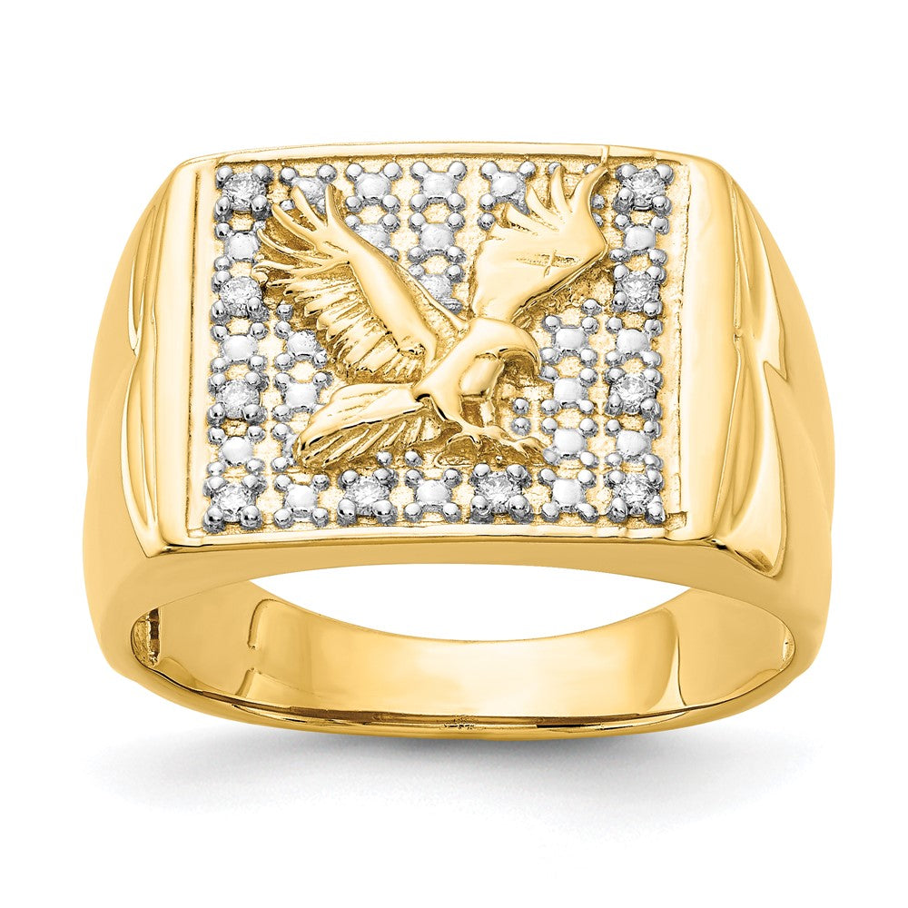 14K Gelbgold & Rhodium Herren.10ct Diamant Adler Ring
