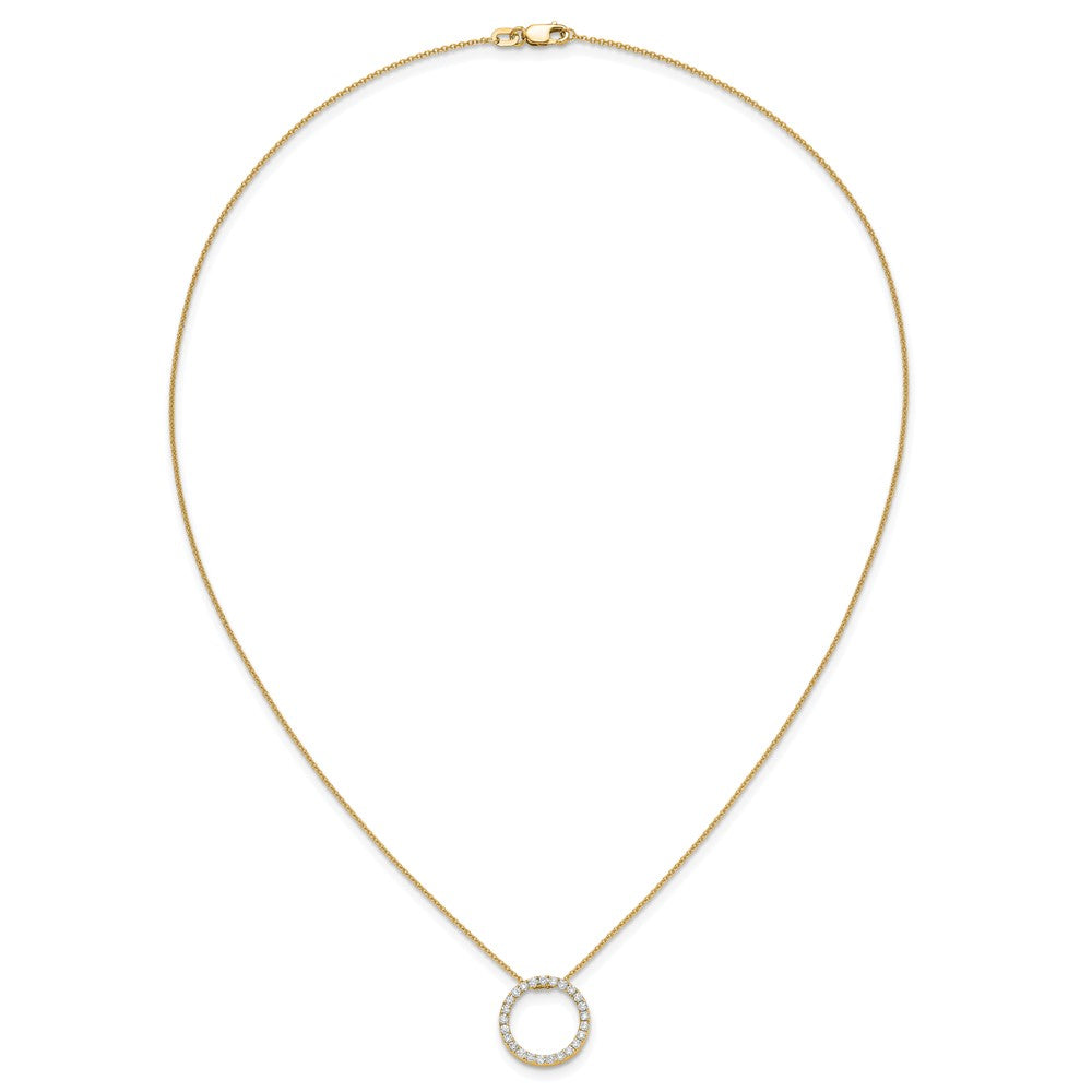 14K Gelbgold Poliert 1/2 Karat Diamant Kreis 18 Zoll Halskette