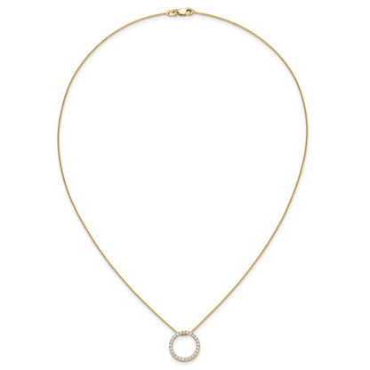 14K Gelbgold Poliert 1/2 Karat Diamant Kreis 18 Zoll Halskette