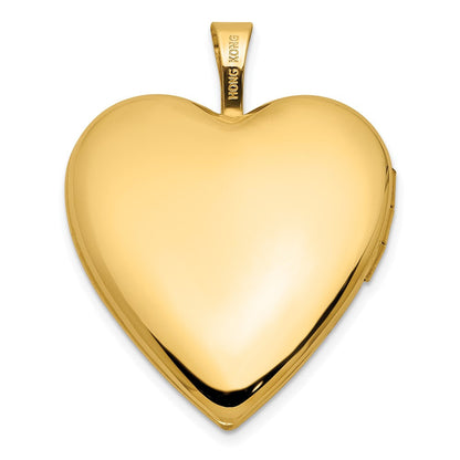 14K Gelbgold Strukturiert und Poliert Herz Rand 20mm Herz Medaillon