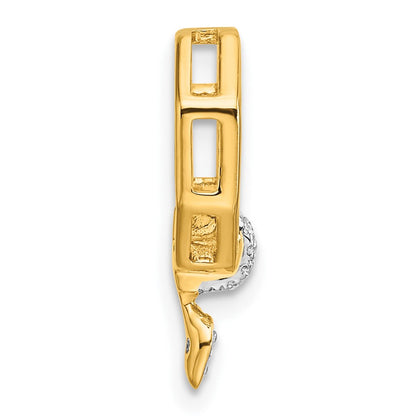 14K Gelbgold Poliert 1/15 Karat Diamant Octagon Kette Anhänger