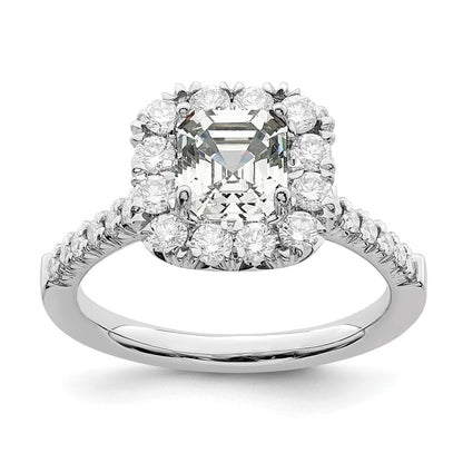 14K Weißgold Heiligenschein (holds 1.5 Karat (6.25mm) Asscher-cut Mittig) 3/4 Karat Diamant Halbfassung Verlobungsring